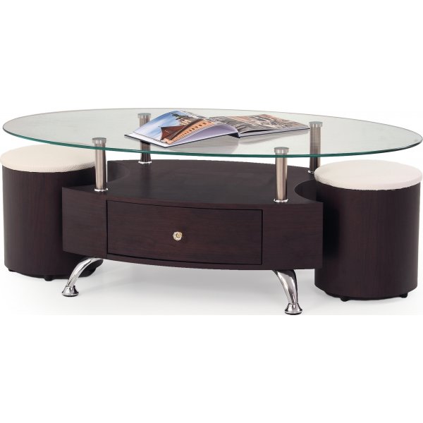 Meeting soffbord med sittpallar 120 x 65 cm - Wenge