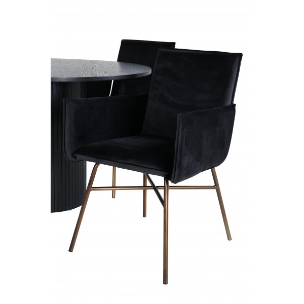 Bianca Matgrupp runt svart matbord med 4 st Petra svart stolar Bianca Matgrupp runt svart matbord med 4 st Petra svart stolar