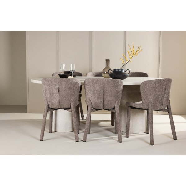 Matbord Narvik med 6st Astoria stolar - Brun/beige