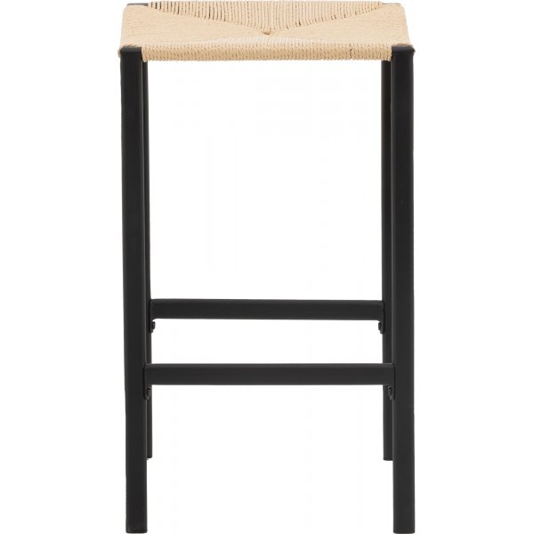 Tabouret de bar Polly - Noir/rotin
