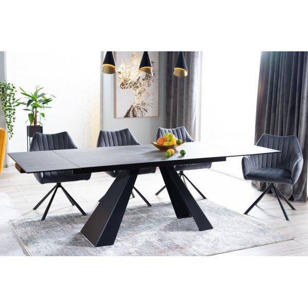 Table à manger Salvadore 120-180 x 80 cm - Gris/noir Table à manger Salvadore 120-180 x 80 cm - Gris/noir