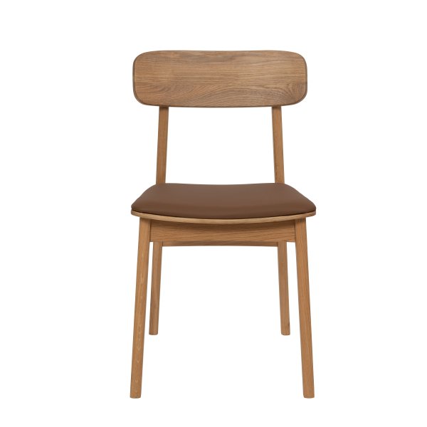 Kleppen stol i oljad ek med brun sits