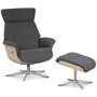 Marbck reclinerftlj med fotpall - Grtt tyg / Tr
