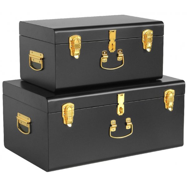 Matteus vintage Koffert set - Svart / Mässing + Möbeltassar Matteus vintage Koffert set - Svart / Mässing + Möbeltassar