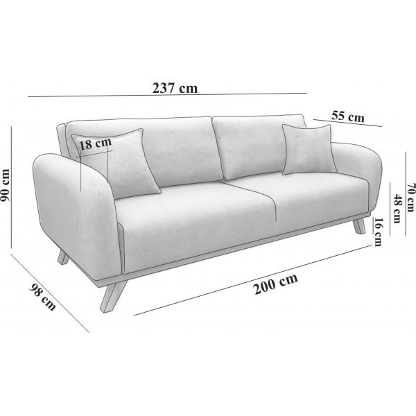 Kronos 3-sits bddsoffa Antracit