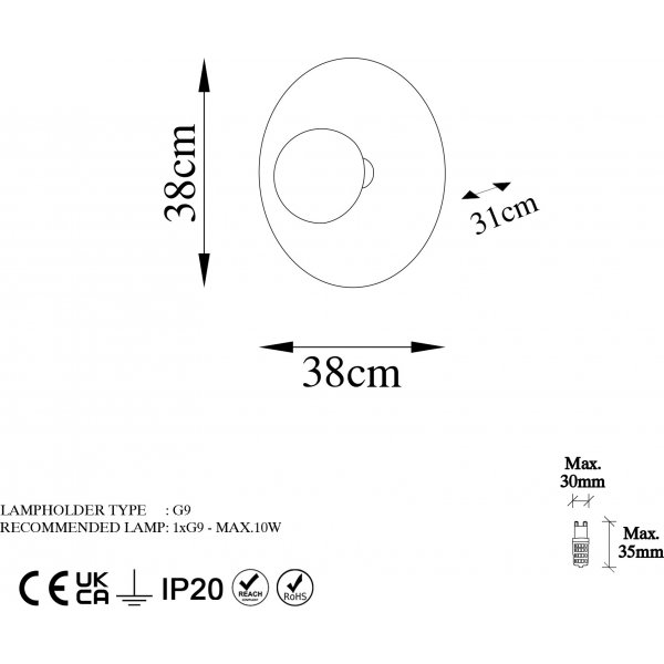 Kurt wandlamp 38 cm - Koper