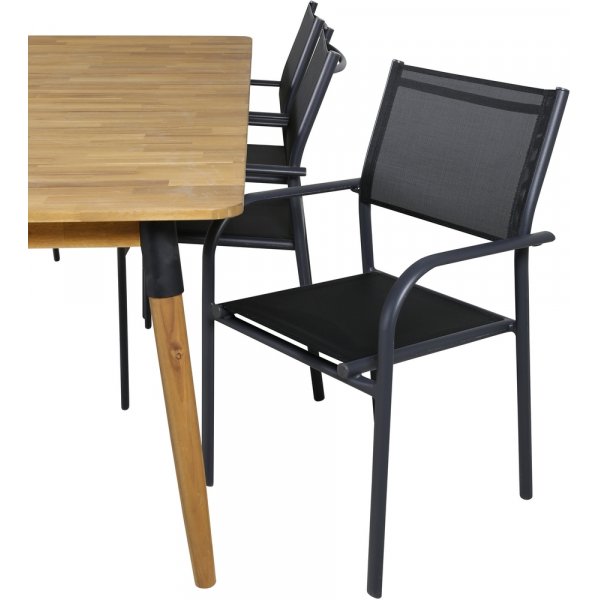 Julian utematgrupp med 6 st Santorini stolar - Svart/Natur