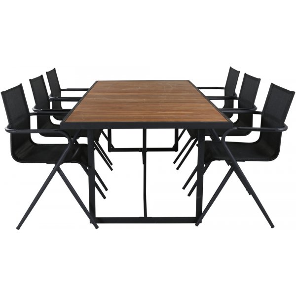 Khung utematgrupp med 6 st Alina stolar - Svart/Natur