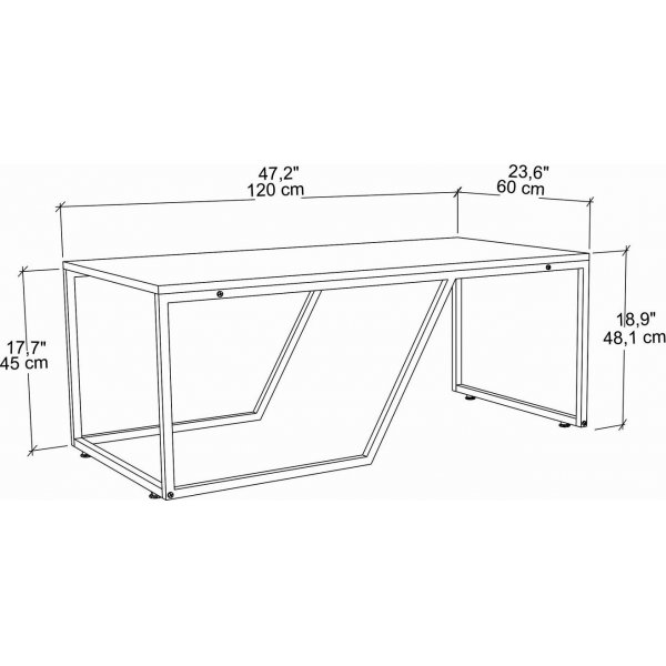 Wendy soffbord 120 x 60 cm - Vit/guld