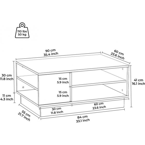 Camilla soffbord 90 x 60 cm - Ek/vit Camilla soffbord 90 x 60 cm - Ek/vit