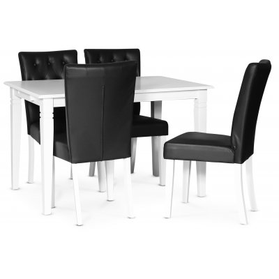 Sandhamn matgrupp 120 cm bord med 4 Crocket stolar i Svart PU + 3.00 x Mbeltassar