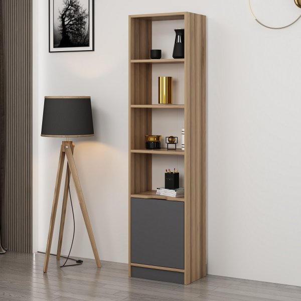 Elina boekenkast 1 - Walnoot/antraciet