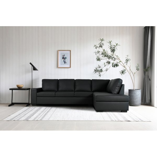 Solna soffa i svart PU ppet avslut 3A