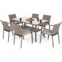 Matgrupp Sumba bord + 6 stolar & sittdynor - Beige melerad