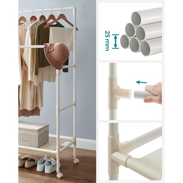 Emmanuel kldstllning p hjul - Vit