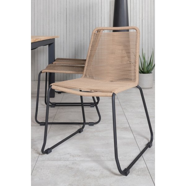 Panama utematgrupp med 6 st Lindos stolar - Beige/Svart/Natur Panama utematgrupp med 6 st Lindos stolar - Beige/Svart/Natur