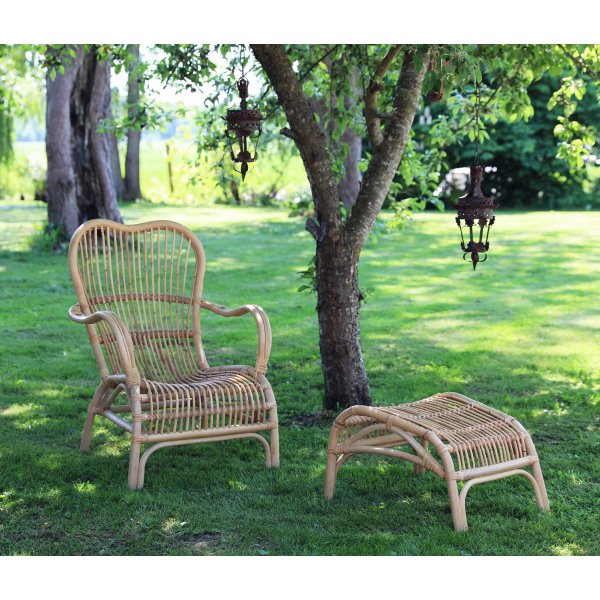 Bali f�t�lj med fotpall i rotting - Natur