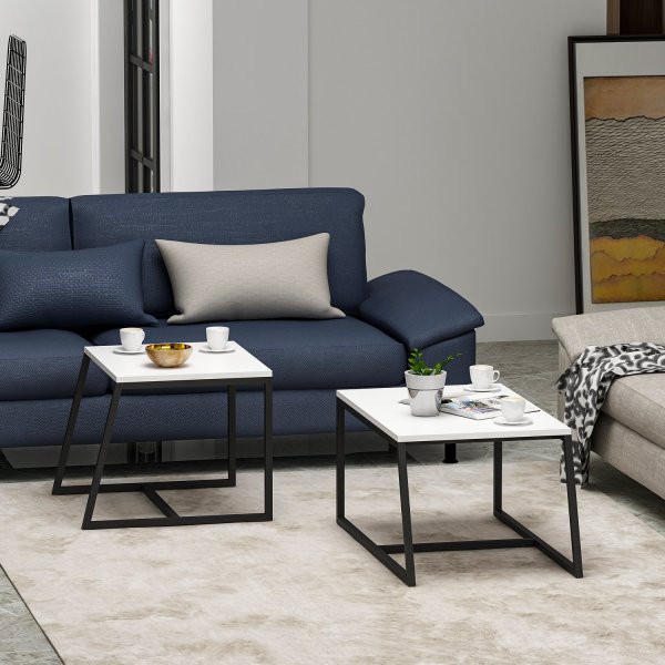 Table basse Pat 75/55 x 50/57 cm - Blanc Table basse Pat 75/55 x 50/57 cm - Blanc