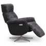 Duvns reclinerftlj med inbyggt fotstd (El) - Grtt frskinn