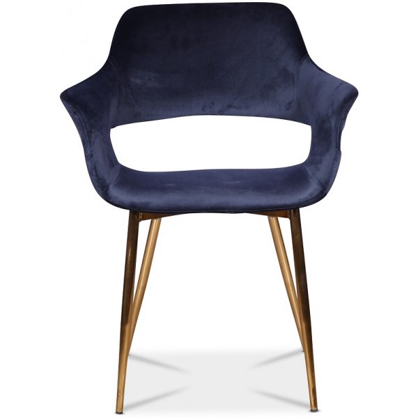 Flap karmstol - Mörkblå sammet med mässingsben Flap karmstol - Mörkblå sammet med mässingsben