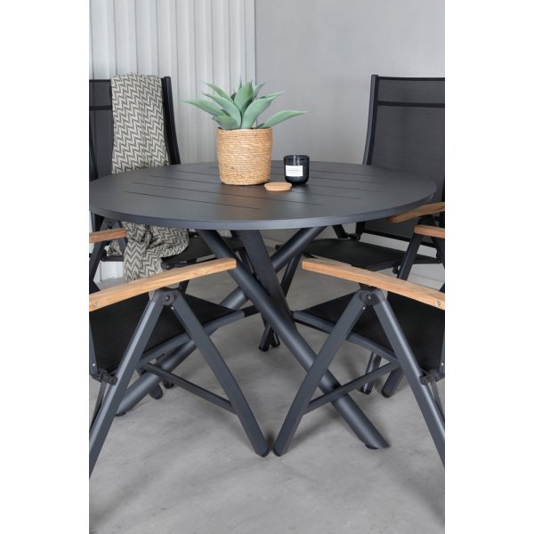 Alma utematgrupp med 4 st Panama stolar - Svart/Natur Alma utematgrupp med 4 st Panama stolar - Svart/Natur