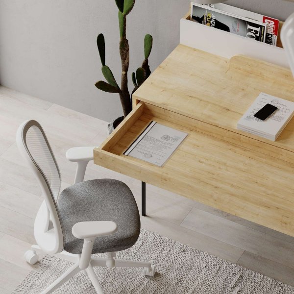 Leila skrivbord 108x60 cm - Ek/vit