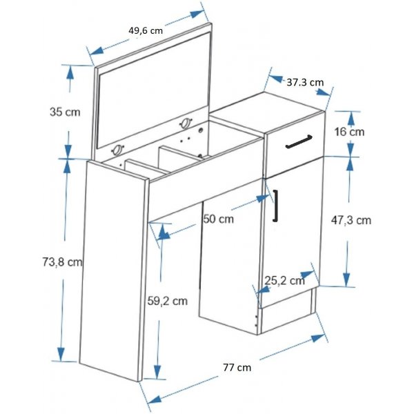Inci kaptafel 77 x 37,3 cm - Licht walnoot/antraciet Inci kaptafel 77 x 37,3 cm - Licht walnoot/antraciet