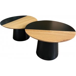 Tukum soffbord, set med 2 st Ų70 cm - Furu/svart - Soffbord i trä, Soffbord, Bord
