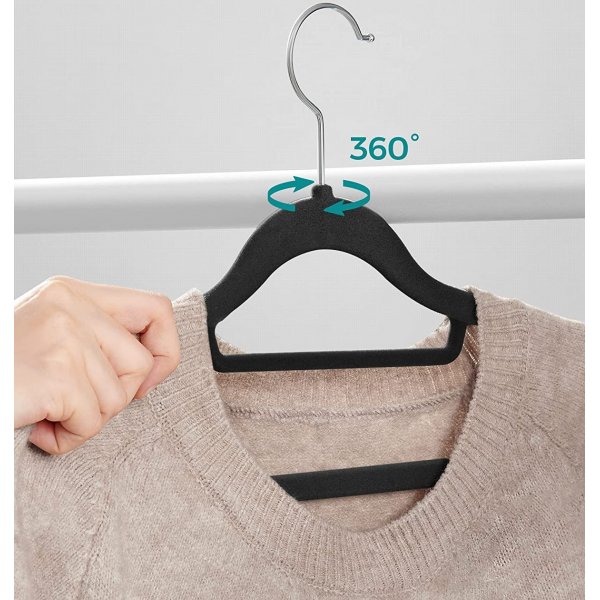 Cintre, velours, 43,5 cm, paquet de 20 - Noir