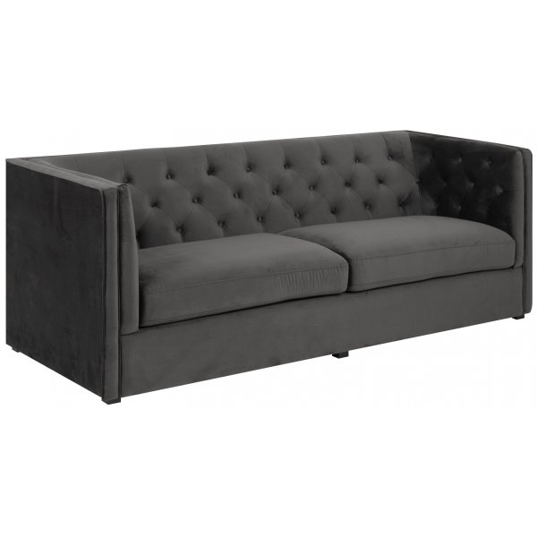 Chesterfield Milano 3-sits soffa i sammet - Grå Chesterfield Milano 3-sits soffa i sammet - Grå