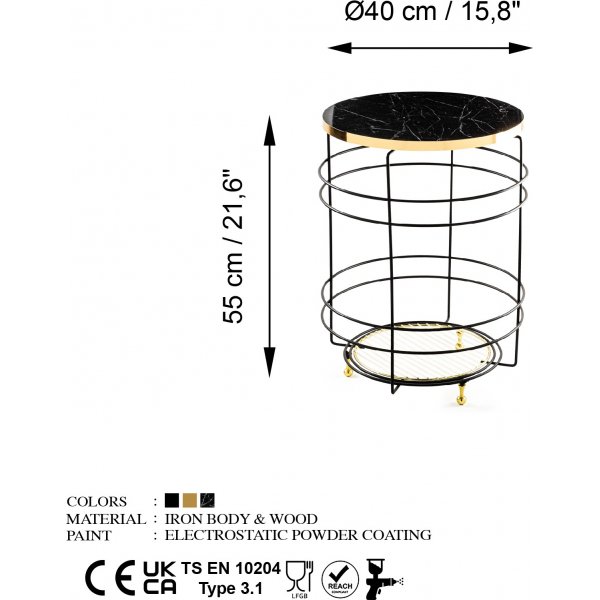 Vela 6 bijzettafel - Zwart Vela 6 bijzettafel - Zwart