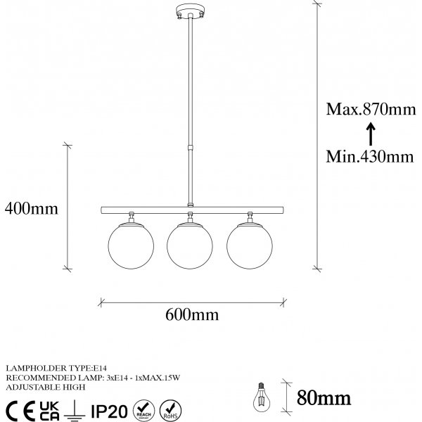 Plafonnier Atlas 10271 - Vintage/verre