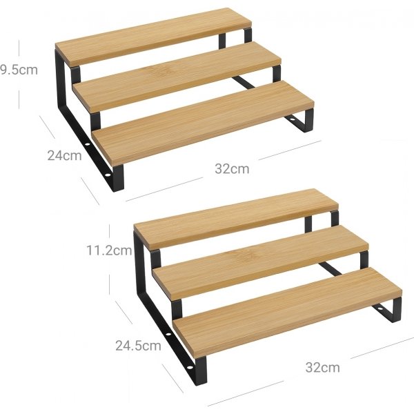 Étagère à épices Biharat, 2 pcs - Bambou/noir Étagère à épices Biharat, 2 pcs - Bambou/noir