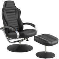Lowell recliner-fåtölj med fotpall - Svart (PU) Lowell recliner-fåtölj med fotpall - Svart (PU)