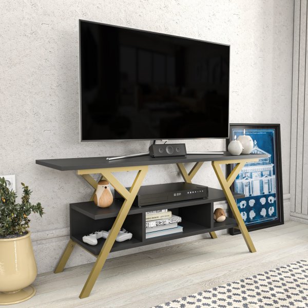Minerva TV-bänk - Guld/antracit Minerva TV-bänk - Guld/antracit