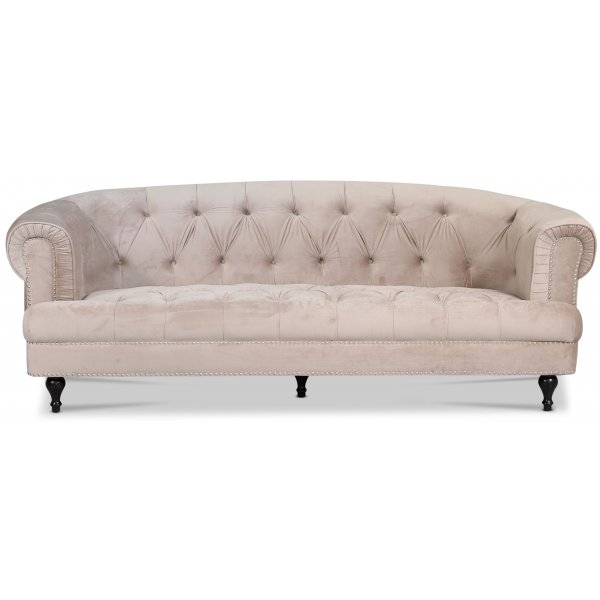 Chesterfield Oxford 3-sits soffa - Beige sammet