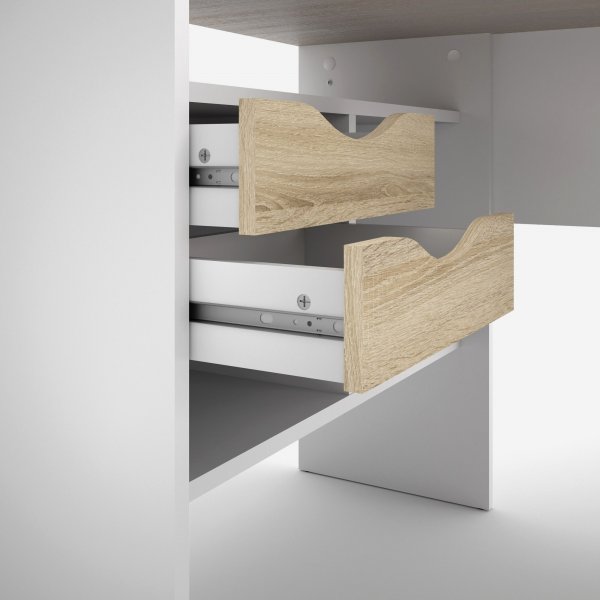 Bureau Function Plus 145,1 x 81 x 76,8 cm - Blanc/chêne Bureau Function Plus 145,1 x 81 x 76,8 cm - Blanc/chêne