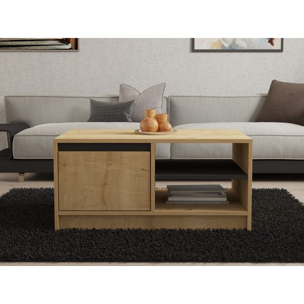 Table basse Sirek 90 x 60 cm - Chne saphir/anthracite