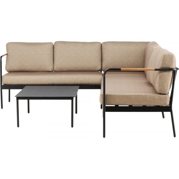 Groupe de canapés d'angle Pehnna - Noir/beige sable Groupe de canapés d'angle Pehnna - Noir/beige sable