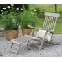Salt dckstol med inbyggt fotstd - Gr teak + Textilskydd fr mbler