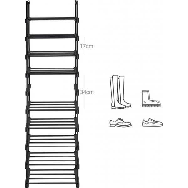 Hög skohylla 174 cm - Svart Hög skohylla 174 cm - Svart