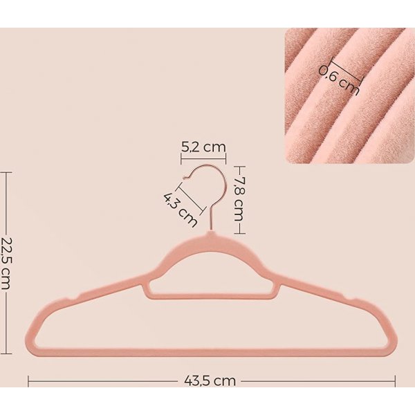 Klädgalge, sammet, 43,5 cm, 30-pack - Rosa Klädgalge, sammet, 43,5 cm, 30-pack - Rosa