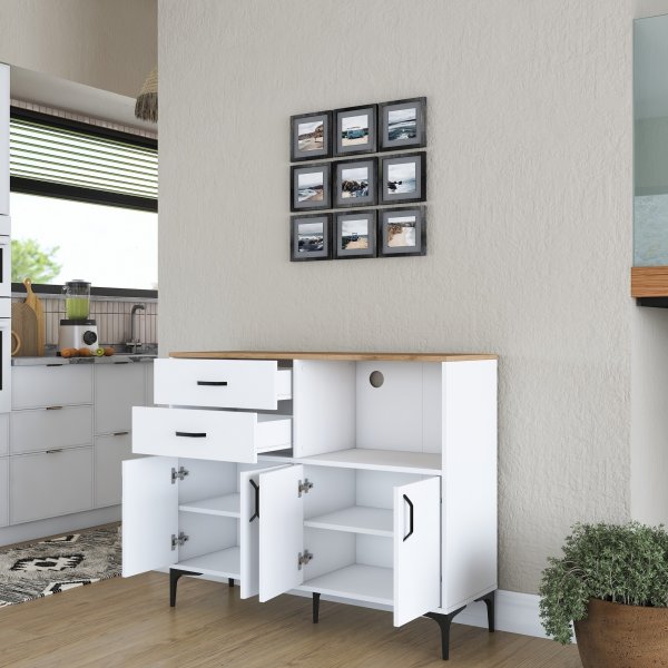 Meuble de cuisine Jericho 166 - Blanc/noyer Meuble de cuisine Jericho 166 - Blanc/noyer