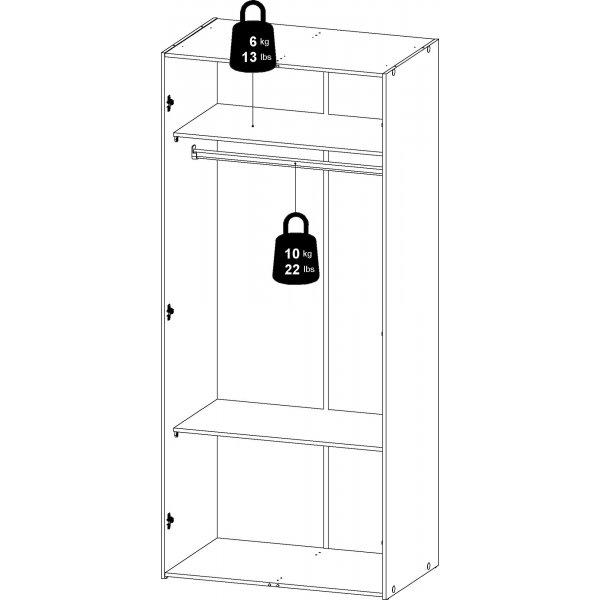 Space garderob med 2 dörrar - Vit Space garderob med 2 dörrar - Vit