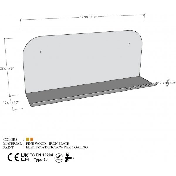 Saketo wandplank - Zwart Saketo wandplank - Zwart