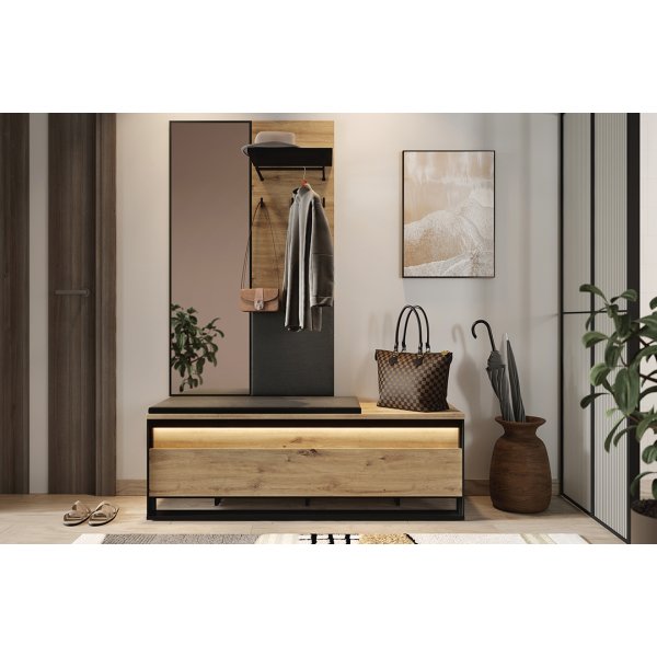 Quant halbank 135 cm - Ambachtelijk eiken/zwart