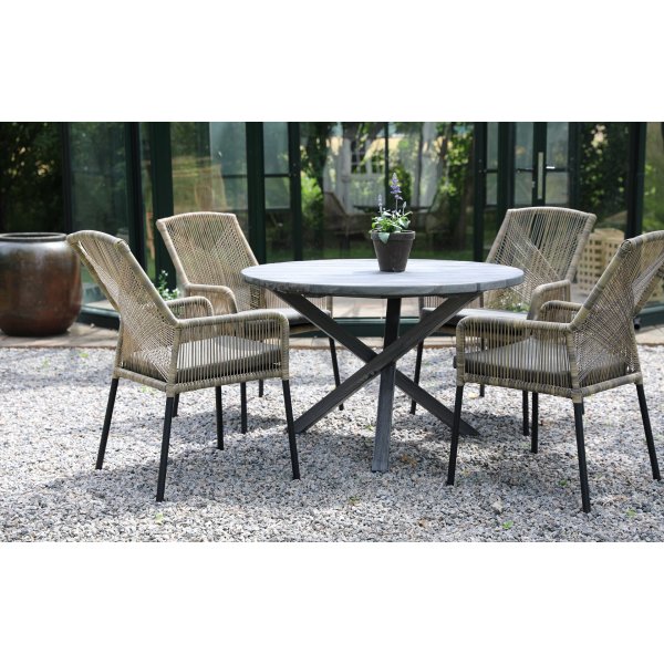 Groupe de salle à manger d\\\'extérieur Scottsdale autour d\\\'une table avec 4 chaises à structure Ystad - Beige/Gris Groupe de salle à manger d\\\'extérieur Scottsdale autour d\\\'une table avec 4 chaises à structure Ystad - Beige/Gris