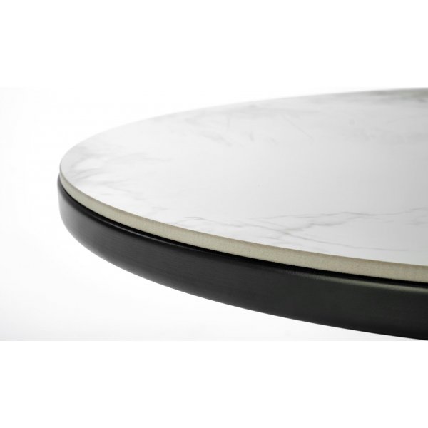 Table basse Genesis 70 cm - Marbre blanc/noyer