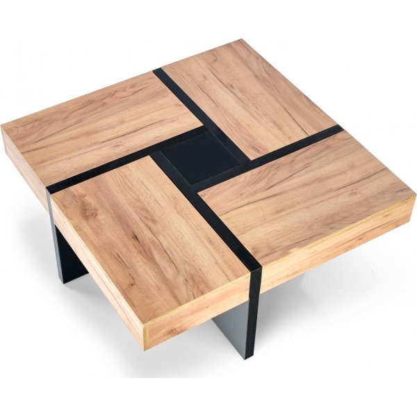 Alcazar soffbord 100 x 100 cm - Ek/svart