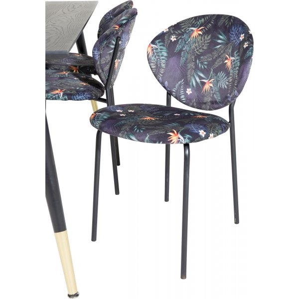 Chaise de salle à manger Ekefors - Tissu fleuri noir Chaise de salle à manger Ekefors - Tissu fleuri noir